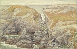 Klippor vid Belle-Isle i havet av Henri Rivière