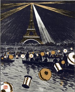 Festligheter på Seine, 14 juli (från trettiosex utsikter över Eiffeltornet) av Henri Rivière