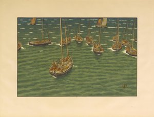 Båtar för ankar i Tréboul av Henri Rivière
