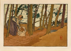 Kvinna som samlar barr (Bords du Trieux, Loguivy) av Henri Rivière