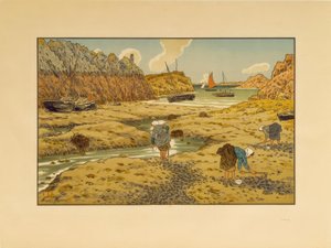 Hamnen i Loguivy vid lågvatten av Henri Rivière