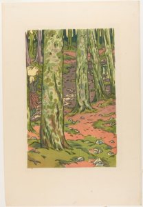 Tvättstuga i skogen i Loguivy av Henri Rivière