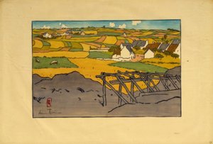 Byn La Chapelle sett från Tertres (Saint-Briac) av Henri Rivière