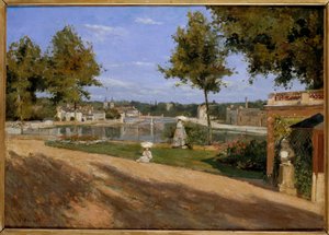 Terrassen vid Seinen vid Melun Målning av Henri Rouart (1833-1912) 1880 Sön. 0,46x0,65 m Paris, musee d