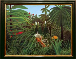 Häst attackerad av en jaguar av Henri Rousseau