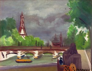 Skiss, utsikt över Eiffeltornet och Trocadero av Henri Rousseau