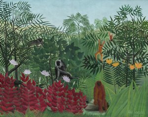 Tropisk skog med apor, 1910. av Henri Rousseau