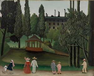 Utsikt över Montsouris Park, kiosken av Henri Rousseau