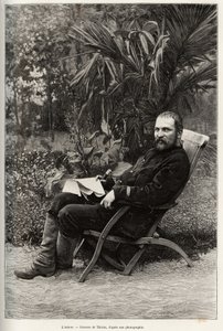 Porträtt av författaren Dr Charles Edouard Hocquard (1853-1911), medicin huvudämne av 1:a klass. Gravyr av Thiriat, för att illustrera berättelsen "" Trente mois au Tonkin"" av Dr Charles Edouard Hocquard (1853-1911), 1885, i Le tour du monde, nouveau jour av Henri Thiriat