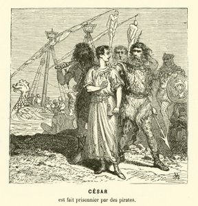 Julius Caesar tillfångatagen av kiliciska pirater när han korsade Egeiska havet, c75 f.Kr. (gravyr)