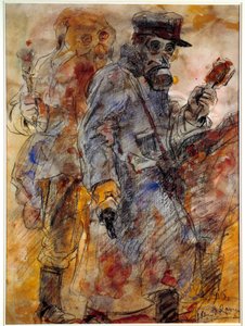 Första världskriget: Grenadier (granatkastare) (WWI: Pomegranate throwers) - Teckning av Henri de Groux (Henry de Groux) (1866/1867-1930)