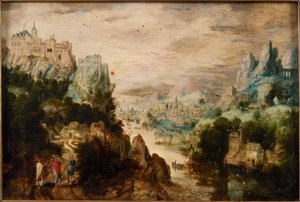 Landskap med vägen till Emmaus, c.1540. av Henri de Herri met de Bles