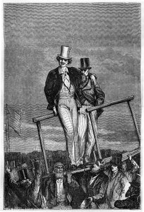 Illustration av boken "Från jorden till månen" av Jules Verne, Hetzel-utgåvan - Les voyages extraordinaire av Henri de Montaut