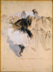 Goulue och Valentin le Desosse vid Moulin de la Galette av Henri de Toulouse Lautrec