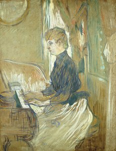 Vid pianot, Madame Juliette Pascal i Salongen på Chateau de Malrome; Vid pianot, Madame Juliette Pascal i Salongen på Chateau de Malrome, 1896 av Henri de Toulouse Lautrec