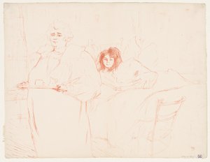 Elles: Kvinna som bär en bricka, Mme. Baron och Mlle. Popo, 1896. av Henri de Toulouse Lautrec