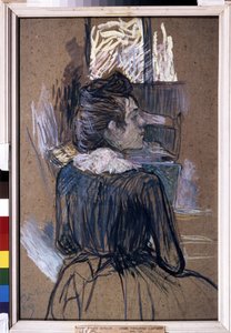 Kvinna vid fönstret. Teckning av Henri de Toulouse-Lautrec (Toulouse Lautrec av Henri de Toulouse Lautrec