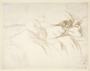 Femme couch?e, R?veil (Woman Waking Up in Bed), från serien Elles av Henri de Toulouse Lautrec