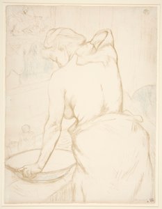 Femme qui se lave, la toilette (Woman at her Toilette, Washing Herself), från serien Elles av Henri de Toulouse-Lautrec