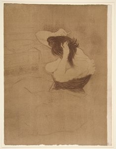 Kvinna som kammar håret, frisyr (Woman Combing Her Hair), från serien Elles av Henri de Toulouse-Lautrec