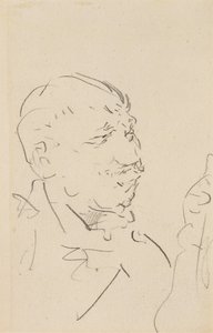 Head of a Man (grafit på vävt papper) av Henri de Toulouse Lautrec