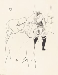 In the Wings of the Folies-Bergere: Mrs. Lona Barrison med sin chef och man, 1895. av Henri de Toulouse Lautrec