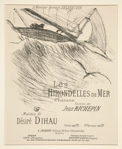 LES HIRONDELLES DE MER - Omslagsblad för tryckt musikkomposition (dikt av Richepin tonsatt av Dihau) av Henri de Toulouse-Lautrec