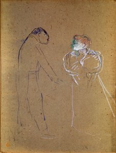 Lucien Germain Guitry (1860-1925) och Jeanne Granier. Teckning av Henri de Toulouse-Lautrec (Toulouse Lautrec av Henri de Toulouse Lautrec