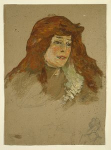 Mme Lili Grenier (rektor); Landskap med kyrka (verso) av Henri de Toulouse Lautrec