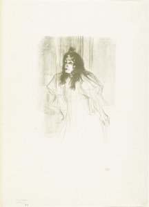 Porträtt av sångaren May Belfort med löst hängande hår av Henri de Toulouse Lautrec