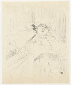 Porträtt van Yvette Guilbert i fåtölj på scenen Yvette Guilbert (gammal sång) Yvette Guilbert: Engelsk serie (serietitel) av Henri de Toulouse Lautrec