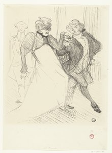 Porträtt av skådespelarna Gabrielle Rejane och Felix Galipaux i toneelstuk Madame Sans-Gêne Rejave och Galipaux, i Madame Sans Gène av Henri de Toulouse Lautrec