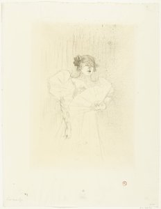 Porträtt av skådespelerskan Luce Myrès med fläkt Luce Myres de ansikte av Henri de Toulouse Lautrec