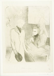 Porträtt av skådespelerskan Marthe Brandès som skådespelaren Charles le Bargy i toneelstuk Les Cabotins Brandès och Bargy i Cabotins av Henri de Toulouse Lautrec