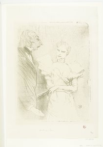 Portret av skådespelerskan Marthe Brandès som skådespelare Louis-Pierre Leloir i toneelstuk Les Cabotins Brandès och Leloir i Cabotins av Henri de Toulouse Lautrec