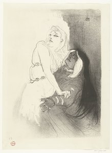 Porträtt av skådespelerskan Sarah Bernhardt i toneelstuk Phèdre (Phaedra) Under renässansen. Sarah Bernhardt i Phaedra av Henri de Toulouse Lautrec