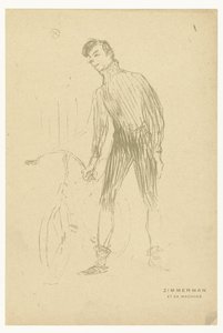 Porträtt av cyklisten Albert Zimmerman och hans cykel Zimmerman et sa maskin (titel på objekt) av Henri de Toulouse Lautrec