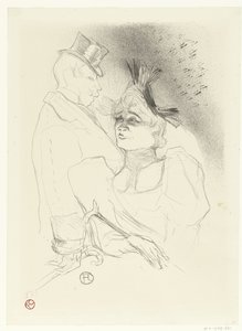 Porträtt av sångerskan Marcelle Lender och komikern Louis Bouchenez eller baronen under uppträdandet Mademoiselle Lender och Baron av Henri de Toulouse Lautrec