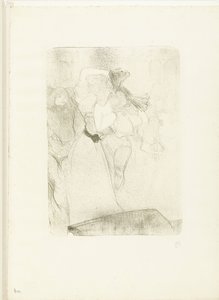 Porträtt av sångerskan Marcelle Lender som dansar boléro i operan Chilpéric Lender de dos dansant le boléro av Henri de Toulouse Lautrec