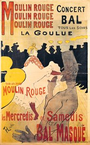 Affisch som annonserar "La Goulue" på Moulin Rouge av Henri de Toulouse Lautrec