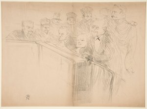 Proc?s Arton, premi?re planche (The Arton Trial, första plattan) av Henri de Toulouse Lautrec