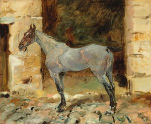 Tjudd häst; Cheval attache, c.1881 av Henri de Toulouse Lautrec
