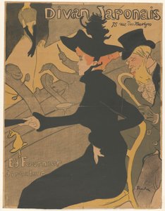 Kvinna och man i publiken vid en sångföreställning Divan Japonais (titel på objekt) av Henri de Toulouse Lautrec