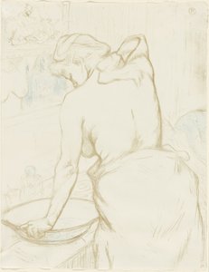 Woman Washing—The Toilet, tallrik fem från Elles av Henri de Toulouse Lautrec