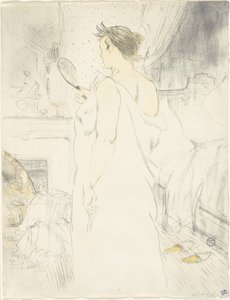Woman at the Mirror — Mirror in Hand, tallrik sex från Elles av Henri de Toulouse Lautrec