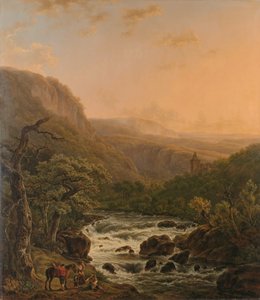 Flod i Ardennerna vid solnedgången av Henri van Assche