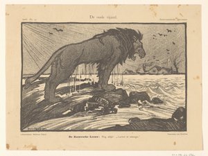 Tecknad film om stormfloden 1906 The Old Enemy (titel på objekt) av Henricus