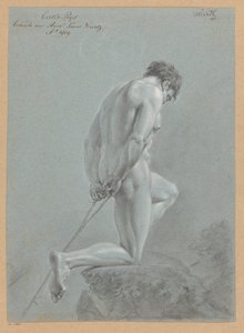 Knästående manlig naken, sedd från sidan (1:a pris 1809) av Henricus Franciscus Wiertz
