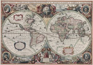 En ny karta över hela världen av Henricus Hondius II