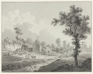 Landskap med en vattenkvarn på en bäck av Henricus Josephus Antonissen